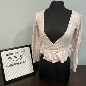 Forever 21 beige wrap cropped cardigan, Small